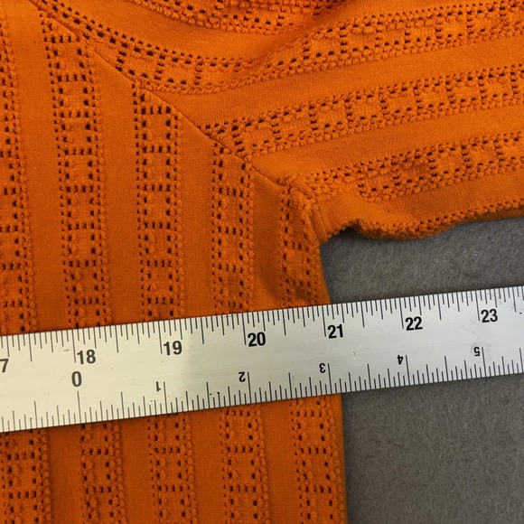 Cato Womens 18/20 Orange Textured Knit Tie Front Square Neck 3/4 Sleeve Top Plus - Picture 5 of 9